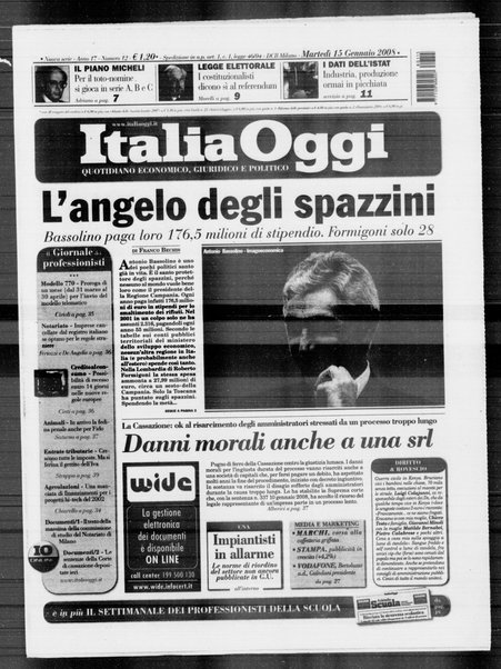 Italia oggi : quotidiano di economia finanza e politica